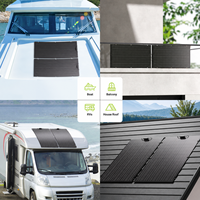 Panneau solaire monocristallin flexible 120W noir, module léger pour caravane, camping-car, marine, OEM