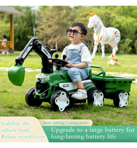 Vehículo de Construcción Multifuncional para Niños - <span class=keywords><strong>Tractor</strong></span> Montable con Barra de Remolque y Brazo Excavador, Batería de 6V para Niños de 3 a 8 Años - Product Image 1