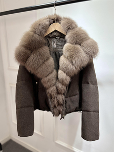 Janveny 2025 Piumino Invernale di Lusso da <span class=keywords><strong>Donna</strong></span> in Misto Lana con 90% Piumino d'Anatra Bianca e Vera Pelliccia di Volpe Naturale, Cappotto Imbottito Caldo e Spesso - Product Image 4