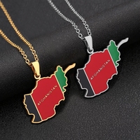 Mode Afghanistan Carte Drapeau Pendentif Colliers Pour Femmes Hommes Or Argent Couleur Charme Afghan En Acier Inoxydable Bijoux Cadeaux