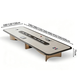 Table de conférence et chaises, bureau de réunion moderne et luxueux, table pour 12 personnes, grande table de salle avec prises électriques intégrées, boîte <span class=keywords><strong>à</strong></span> câbles intégrée - Product Image 2