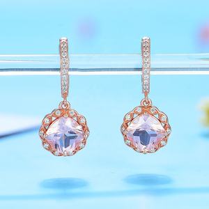 Chapado en oro rosa joyería de plata 925 puro de forma de flor inglés cerradura <span class=keywords><strong>pendientes</strong></span> - Product Image 2
