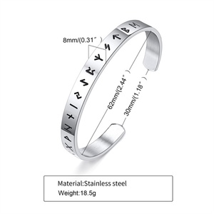 High-end Stainless Steel <b>Cuff</b> <b>Bracelet</b> <b>Silver</b> Color logo Custom Engraved Grease Black Oil Open <b>Bracelets</b> - Product Image 2