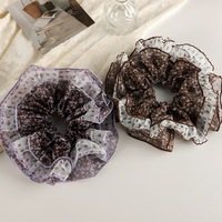 Chouchou Rétro Français en Dentelle Florale, Élégant et Polyvalent, Accessoire Cheveux pour Queue de Cheval