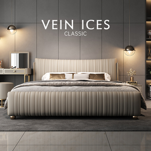 2025 mới đơn giản sang trọng Ý phòng ngủ chính bầu không khí cao cấp giường đôi da khung gỗ hiện đại lấy cảm hứng từ phím đàn piano - Product Image 6