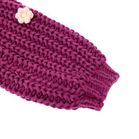 Cardigan court en tricot ajouré coloré avec fleurs 3D, col montant, pour femme, marque privée, magenta