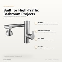 Robinet de lavabo de salle de bain à affichage numérique LED LUSA LSM4083 SUS304, monocommande, cartouche céramique, montage sur plan, OEM