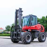 Chariot élévateur tout-terrain diesel 4x4 4WD à mât bi-étages de 1,5T, 3,5T, 5T, 6T pour usage extérieur et terrains accidentés, livraison gratuite