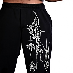 Pantalones Deportivos Negros para Hombre con Estampado Tribal Blanco, Cintura Elástica, Pantalones Casuales para Correr, Transpirables, de Algodón, para Otoño - Product Image 3