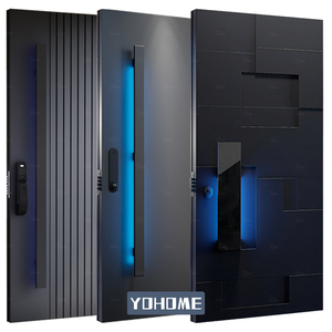 Último <span class=keywords><strong>Design</strong></span> Americano para Projetos Residenciais: Porta de Entrada Moderna Personalizada em Alumínio com Luz LED - Product Image 1