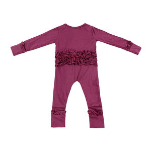 Combinaison en bambou pour bébés, nourrissons, tout-petits, garçons et filles, manches longues, fermeture éclair bidirectionnelle, combinaison à volants, pour dormir et jouer, respirante, séchage rapide - Product Image 2