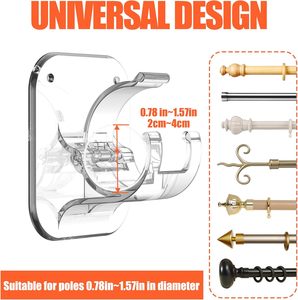 2pcs Adhesive Nailless Adjustable Curtain Rod Holder Brackets Novelty <b>Hooks</b> Home Bathroom Drillless Curtain Rod Bracket <b>Hooks</b> - Product Image 2