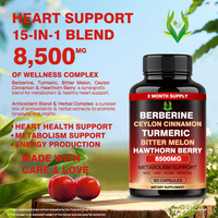 Capsules de berbérine de marque personnalisée soutien métabolique avec cannelle de Ceylan curcuma pour la santé du cœur stimulant antioxydant