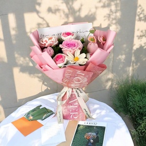 Bouquet di fiori all'uncinetto prodotto finito fatto a mano rosa giglio per anniversario <span class=keywords><strong>compleanno</strong></span> <span class=keywords><strong>regalo</strong></span> filato per sempre giorno della <span class=keywords><strong>fidanzata</strong></span> - Product Image 3