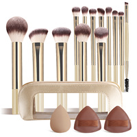 Kit professionnel de 13 pinceaux de maquillage et éponges de mélange, logo personnalisé, poils doux de qualité supérieure, outils de maquillage avec sac de rangement