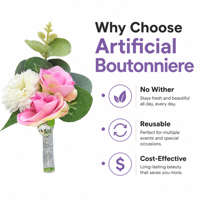 Korsase Pernikahan Buatan dari Sutra, Mawar, dan Anyelir, Bunga Pergelangan Tangan Multi Warna, Bros Bunga Pengantin untuk Tamu Pernikahan, Boutonniere Pengantin Pria