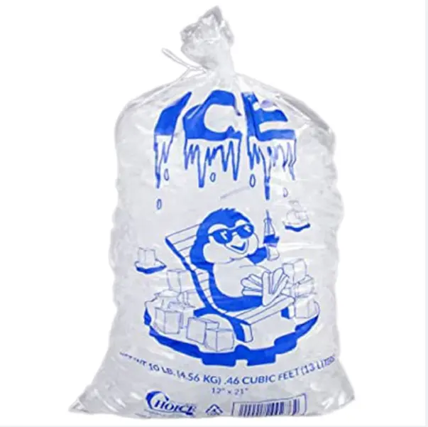 8 lb 10 lb plastik polietilen buz küpü ambalaj LDPE çanta Wicket buz torbası