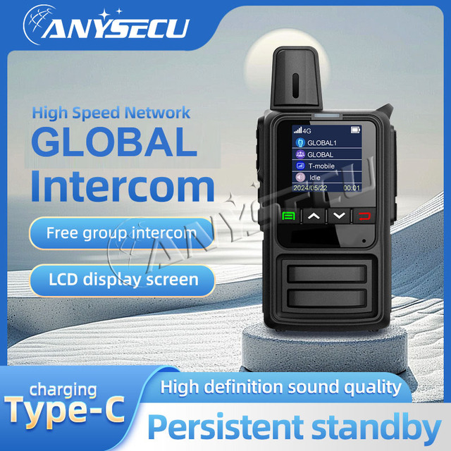 ANYSECU 360 4G LTE POC Radio Walkie Talkie With SIM Card GPS Type-C Long Range Portable Two Way Radio