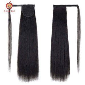 Yaki-Cola de Caballo envuelta recta, cabello brasileño de visón, Afro rizado, cola de caballo recta, cabello humano, coleta de pelo virgen con cordón - Product Image 5