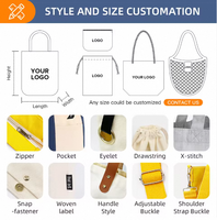 Tas Kanvas Tian-YL Kustom dengan Pegangan Bahu Katun, Penutup Ritsleting, Ramah Lingkungan, Desain Polos, untuk Wanita, Penggunaan Sehari-hari, Pantai, dan Luar Ruangan