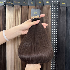Gran oferta 100% cabello humano virgen Remy nueva trama atada a mano sin costuras Genius trama doble extensiones de cabello humano dibujado - Product Image 4