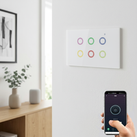 Interruptores de Luz Inteligentes AU, Interruptor de Pared WiFi de 6 Canales con Panel Táctil de Vidrio Blanco, Compatible con 2 y 3 Vías para Actualizar Interruptores Normales