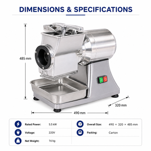 Broyeur de pain et râpe à fromage professionnels en acier inoxydable – Équipement de mouture alimentaire pour la boulangerie - Product Image 3