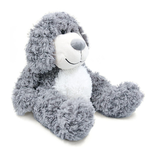V387 Peluche di Cane Grigio Sorridente di Alta Qualità, Morbido e Abbracciabile con Orecchie Pendenti e Pancia Bianca, Compagno per il Sonno - Product Image 2