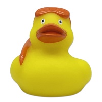 Jouets de bain en PVC personnalisés avec logo, lot de 5 cm, planche de surf rose de 2 pouces et canard de bain jaune avec fonction couineuse, canards en caoutchouc en gros