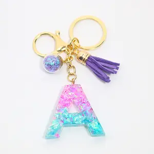 Letter A Keychain Accessories for Women and Girls, Gold Glitter