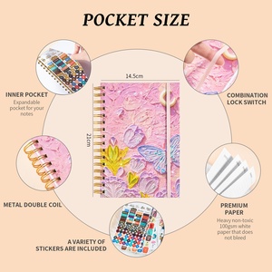 Xoắn ốc máy tính xách tay A5 da bìa cứng Loose-Leaf kế hoạch lót Nhật ký 92 tờ dày máy tính xách tay - Product Image 3