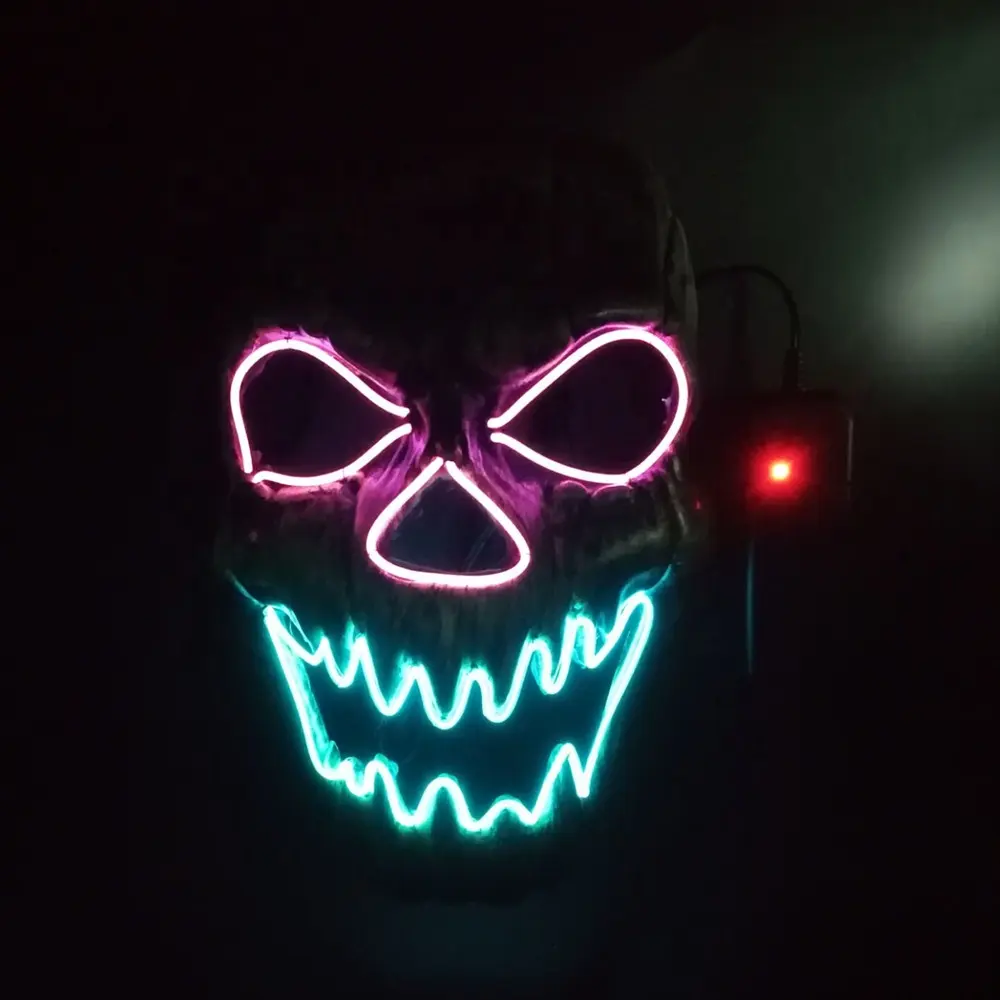 Masque facial lumineux Led d'anatomie, fournitures pour fête, déguisement Halloween, lumière néon, Mascara effrayant, Cosplay