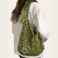Sac hobo bandoulière ample en tissu paisley avec nœud, grand sac fourre-tout souple pour femme, sac de shopping réutilisable style bohème