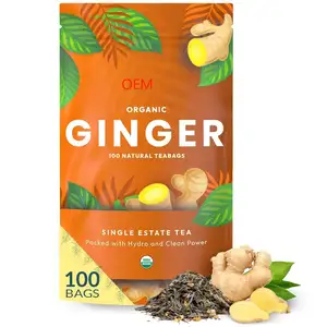 OEM Organic ginger tea, using eco-friendly tea bags, free of caffeine, non genetically modified