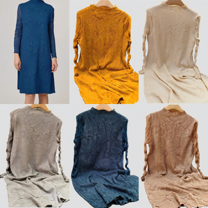 <span class=keywords><strong>Vestido</strong></span> Modesto Plisado con Jacquard de Flores de Alta Calidad para Mujer, Casual, Simple, Color Sólido, para Fiesta, Graduación, Venta al por Mayor, Talla Única - Product Image 2