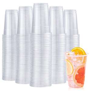 Gobelets en plastique PET personnalisés avec logo imprimé par transfert thermique, sérigraphie, diamètre 98 mm, 12/14/16/20/24 oz, gobelets jetables transparents pour boissons glacées - Product Image 1