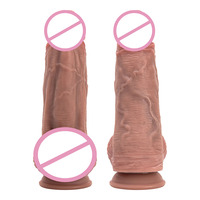 Dildo realista de silicona líquida súper gruesa con ventosa, juguete sexual, dildo grande para mujeres
