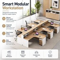 Bureau de travail moderne convertible en bois massif pour 2 à 6 personnes avec panneau en aluminium, conception modulaire stable pour usage commercial