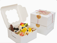 Boîte à cupcakes carrée rigide en papier kraft avec fenêtre, matériaux recyclés, emballage alimentaire pour gâteaux, cadeaux de Pâques et de la Saint-Valentin