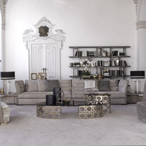 Meubles de salon italiens modernes en cuir véritable gris, canapé d'angle incurvé surdimensionné de luxe VF-SF-04-CLIVIO en cuir italien - Product Image 2