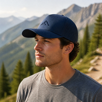 Casquette de baseball unisexe sans marque, respirante, imperméable, à 5 panneaux, avec panneaux perforés découpés au laser, visière incurvée, ajustable, quatre tailles