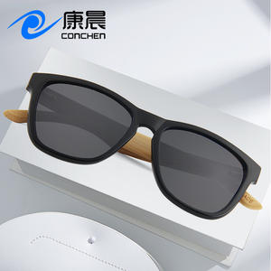 Gafas de Sol de Madera de Bambú, Montura Ovalada Negra, Protección UV400, Unisex, Gafas de Moda, Hechas en Wenzhou - Product Image 4
