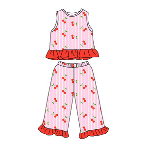 Completi per Bambine con Canotta Stampata e Pantaloni a Gamba Larga, Set di 2 Pezzi con Volant, Abbigliamento Boutique per Neonati - Product Image 2