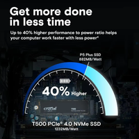 Unidad de Estado Sólido Crucial T500 de 500 GB, Unidad de Disco Duro SSD NVMe M.2 PCIe 4.0 para PS5 con Disipador de Calor