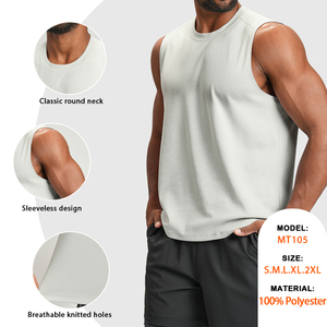 Chaleco Deportivo de Poliéster para <span class=keywords><strong>Hombre</strong></span>, Cuello Redondo, Ajustado, Secado Rápido, <span class=keywords><strong>Transpirable</strong></span>, para Running, Fitness y Entrenamiento, Sin Mangas - Product Image 2