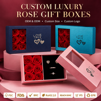 Boîte cadeau personnalisée en papier rigide enduit avec couvercle à fenêtre en forme de rose pour la Saint-Valentin, un anniversaire de mariage, l'emballage de bijoux en argent