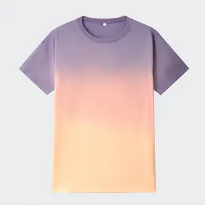 Oem Модные быстросохнущие футболки из мерсеризованного хлопка, дизайнерская футболка с градиентом цвета