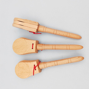 Castagnette en bois de hêtre avec manche, instrument de percussion Orff, claquettes à main pour enfants, jouet musical rythmique - Product Image 3
