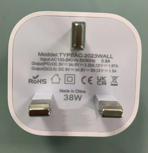 Venta caliente <span class=keywords><strong>precio</strong></span> de fábrica molde privado 38W Reino Unido enchufe fijo PD cargador USB A + C Cargador rápido para iphone14 15 - Product Image 6