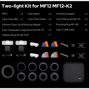 Kit de 2 Flashs Macro <span class=keywords><strong>Godox</strong></span> <span class=keywords><strong>MF12</strong></span> <span class=keywords><strong>MF12</strong></span>-K2 Mini Speedlite avec Système <span class=keywords><strong>Godox</strong></span> X Intégré TTL + Filtre de Couleur pour Photos Macro - Product Image 5